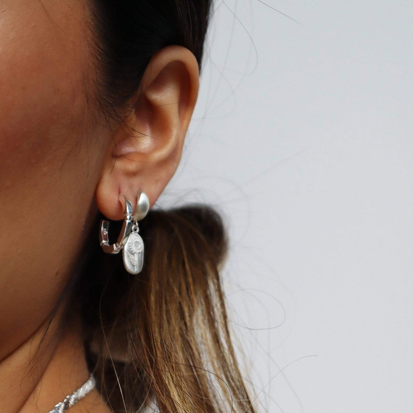 Sunflower Drop Earrings Sterling Silver