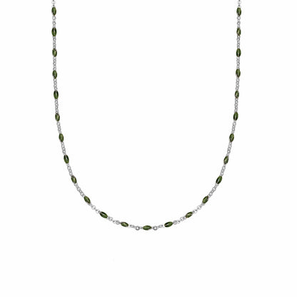 Treasures Green Beaded Necklace Sterling Silver