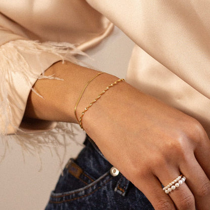 Twisted Chain Bracelet Stack 18ct Gold Plate